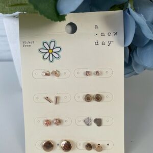 a new day Rose Gold Stud Earring Set - Mixed Shapes